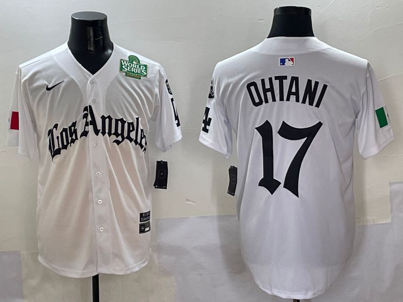 Men Los Angeles Dodgers #17 Ohtani White Five generations Joint Name 2025 Nike MLB Jersey style 6